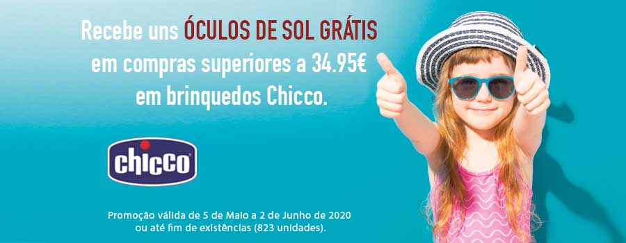 Brinquedos em promoção: Recebe uns óculos de sol com os teus brinquedos Chicco