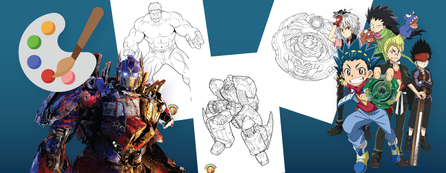 Para Colorir -  Beyblade, Avengers e Transformers