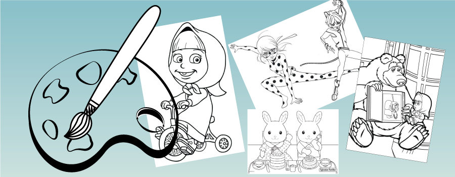 Para Colorir! Ladybug, Masha e o Urso e Sylvanian Families