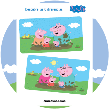 Peppa Pig y su familia descubre las 6 diferencias