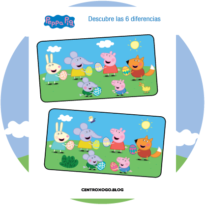 Peppa Pig y sus amigos descubre las 6 diferencias