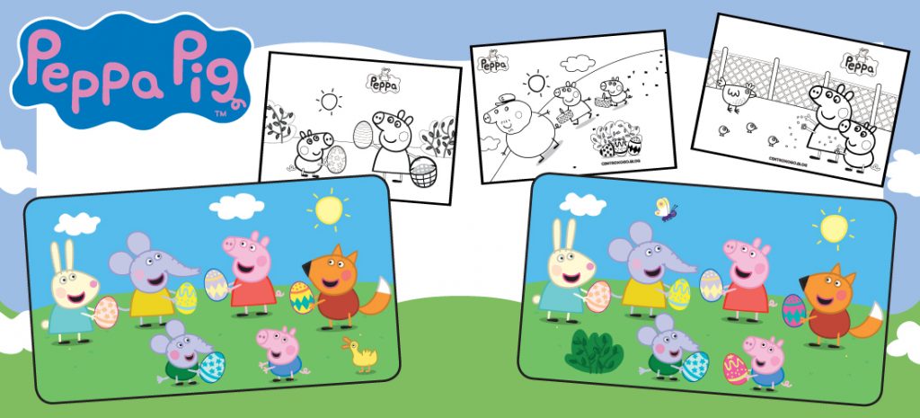 Peppa Pig: Fichas para colorir e descobrir as diferenças