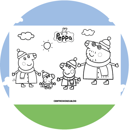 Peppa Pig con su familia dibujo para colorear