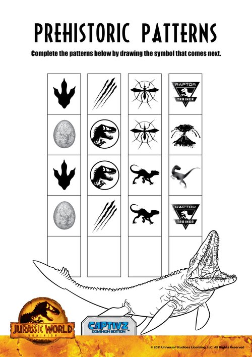 Jurassic World 3: Desenhos para colorir e atividades com os