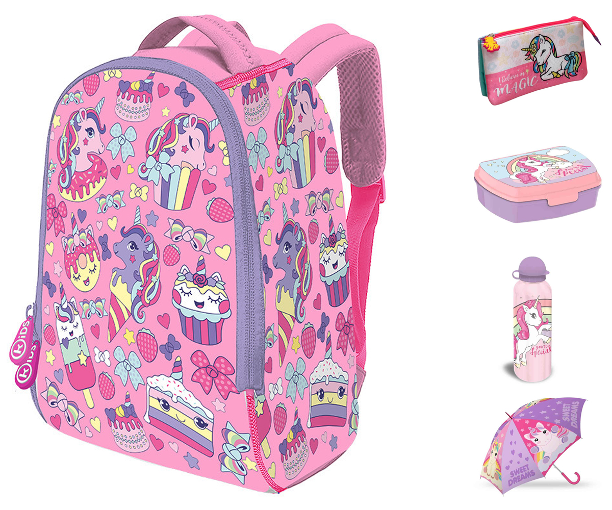 mochila-estuche-botella-y-sanwichera-de-unicornios