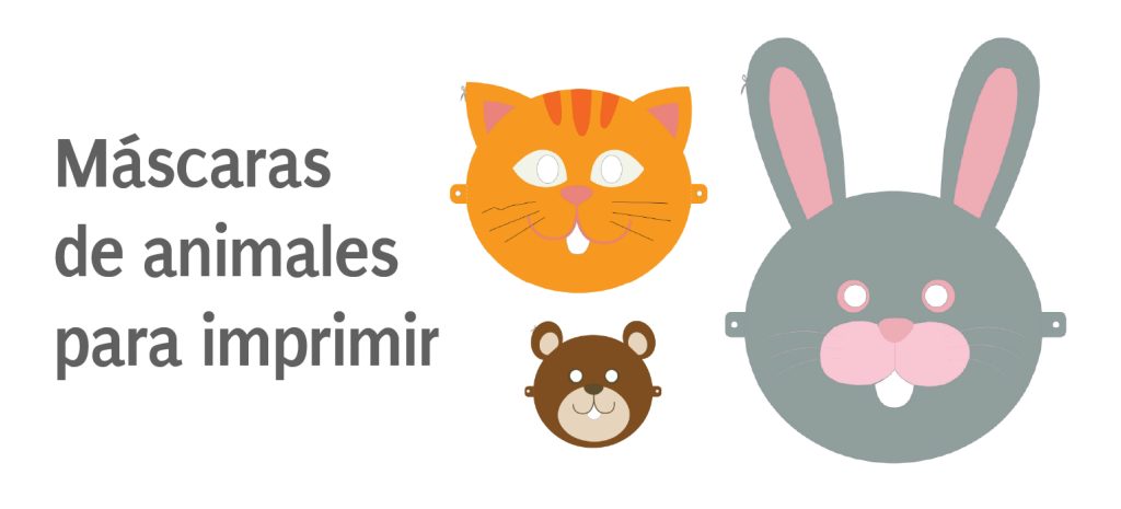 4 máscaras de carnaval con animales para imprimir